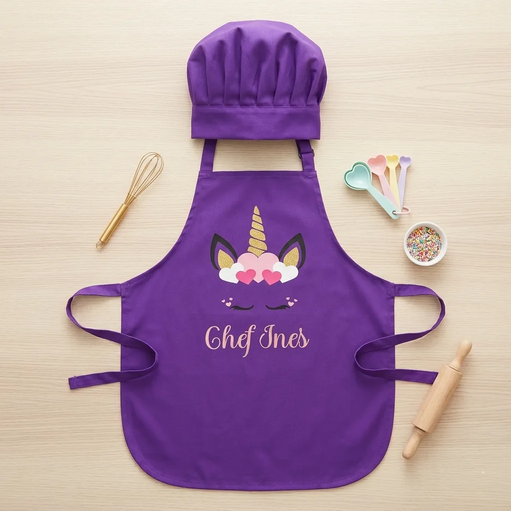 Tablier + Toque  Licorne - enfant 