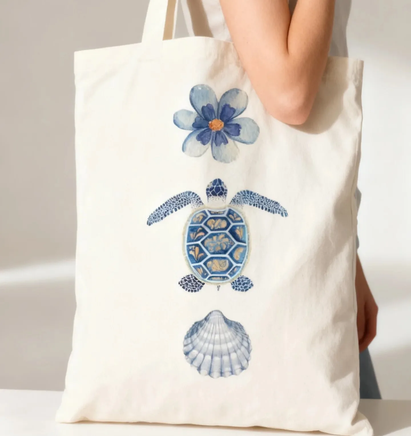Tote Bag Tortue et Coquillage 